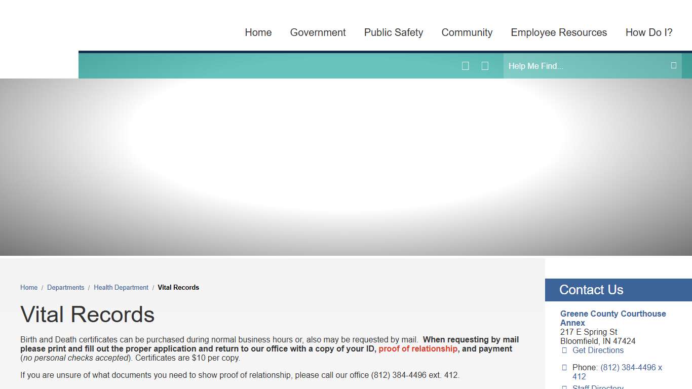 Vital Records / Greene County, Indiana